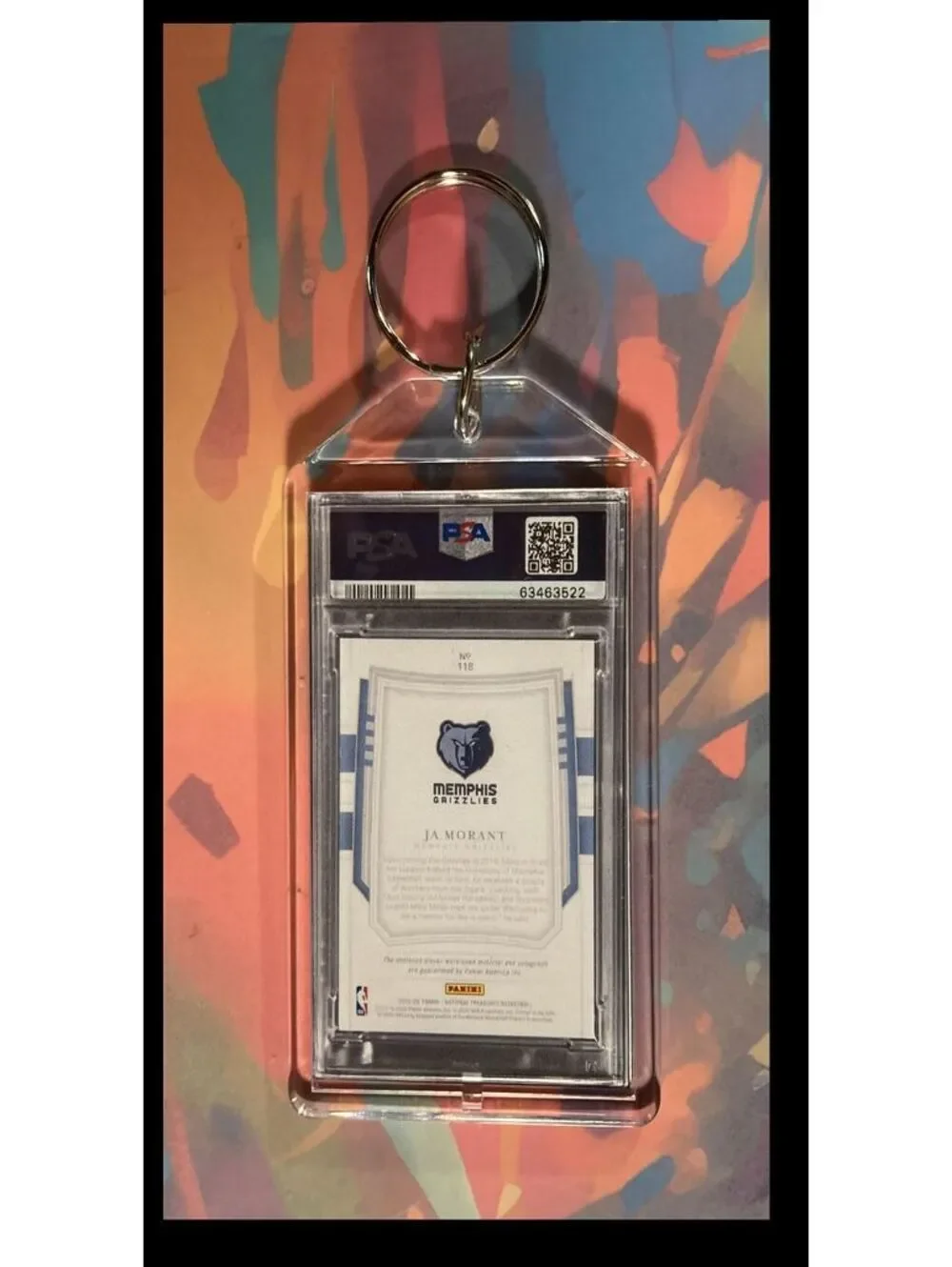 3022 Ja Morant 2019 Panini Patch Auto PSA Style - Custom Keychain - Great Gift